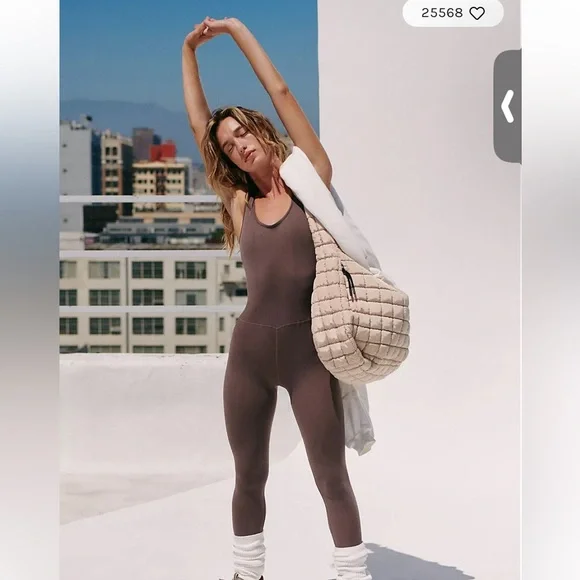 NWOT Free People Good Karma Onesie in Driftwood - Picture 11 of 11